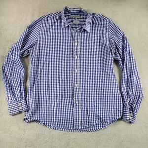 Crew Clothing Co. Large Blue Checkered Classic Fit Men's Shirt